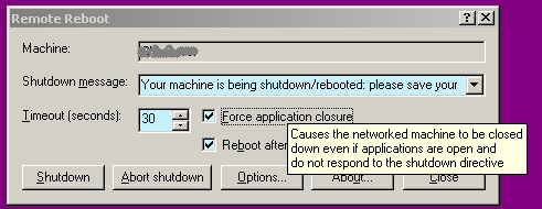 Synesis Software Remote Reboot Shell Extension Arguments Dialog